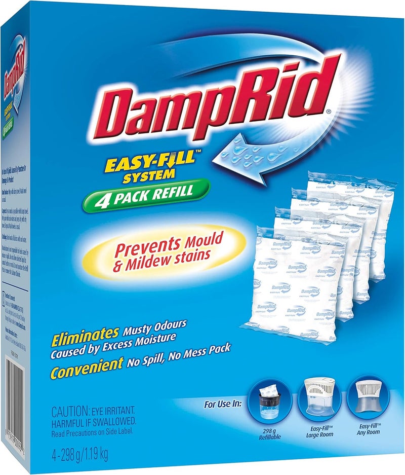 DampRid FG92 Moisture Absorber Easy-Fill System Refill - 4 Pack of 10.5 Ounce Packets - Image 1