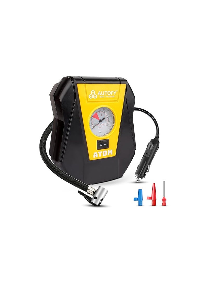 Autofy Autofy Atom 1 Year Warranty Car Tyre Inflator 100PSi Rapid Mini Portable Air Compressor Pump (4 Meters Long Wire – 12V DC)  - Image 1