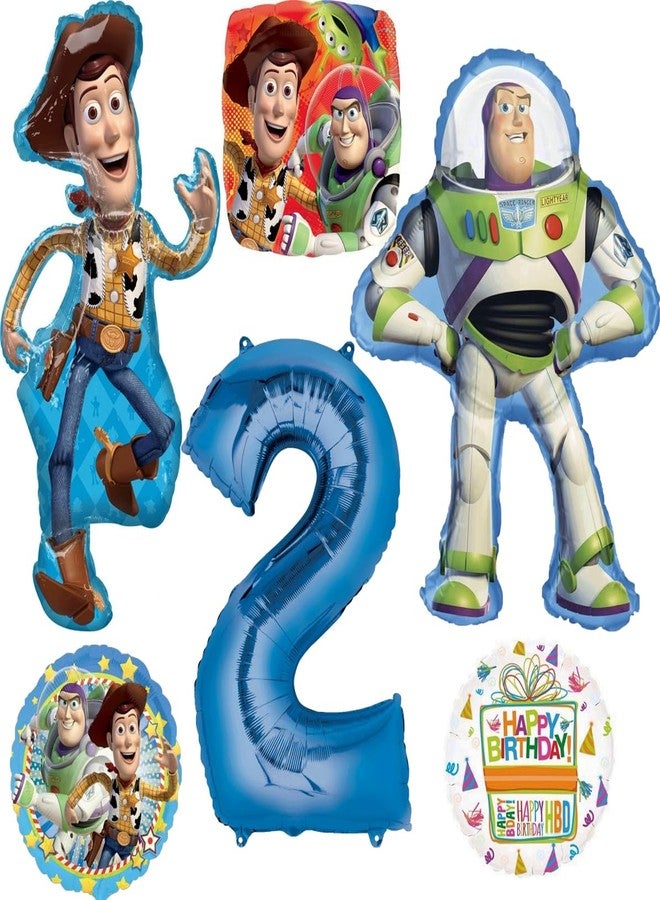 Anagram Woody and Buzz Lightyear's 2nd Birthday Party Supplies Balloon Bouquet Decorations - Image 1