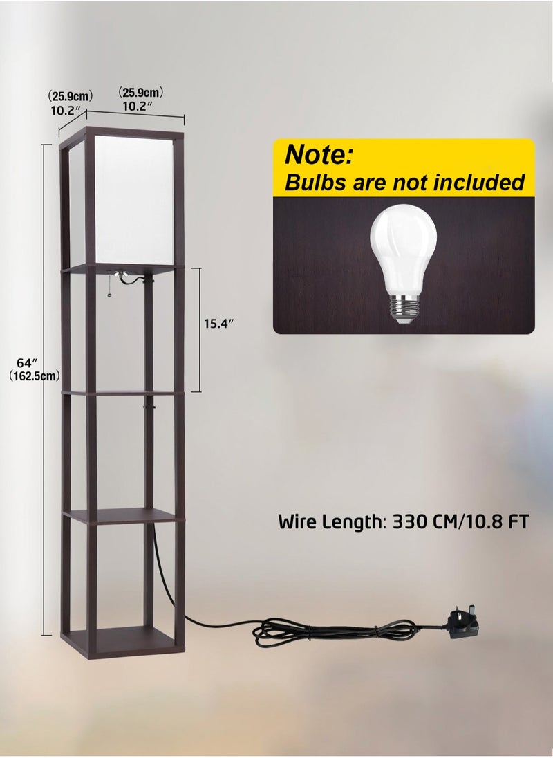 LOOPITYS Floor Lamp with Shelves, Shelf Floor Lamp for Bedroom, Modern Standing Shelf Floor Lamp for Living Room Office- Walnut Black 42x15x29 cm  - Image 2