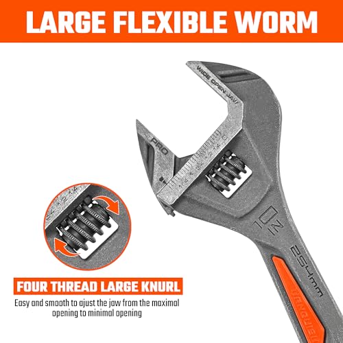 Vanquish 10 Inch Length Adjustable Wrench with 1-1/2 Inch Wide-open Jaw Capacity (3175) - Image 2