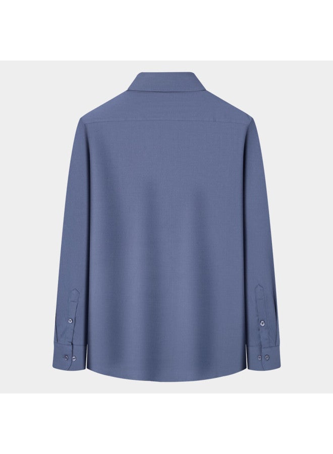 FIRS Shanshan Men's Long Sleeve Shirt Wool + Modal Spring Autumn New Business Breathable Easy Care Wrinkle-free Shirt - Image 5