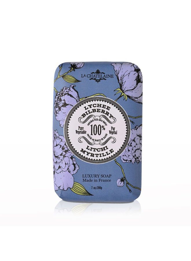 La Chatelaine Luxury Bar Soap | Natural Shea Formula (Lychee Bilberry, 7 oz) - Image 1