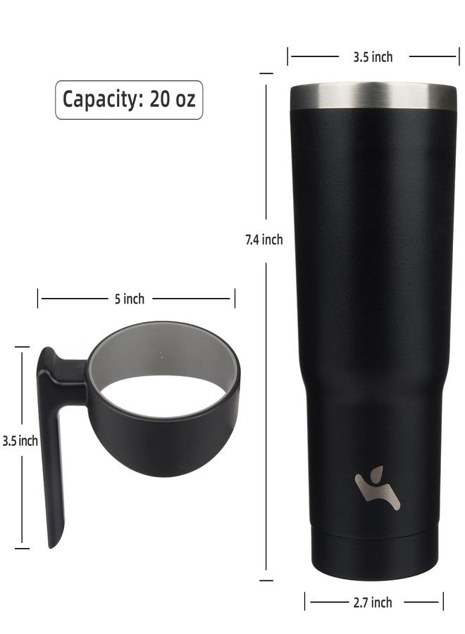 Konokyo 20 oz Tumbler with Handle and 2 Straw 2 Lid, Insulated Water Bottle Stainless Steel Vacuum Cup Reusable Travel Mug,Black - Image 4