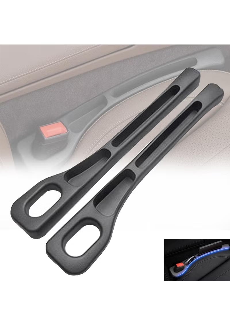 1 pair of car seat gap fillers organizer, car side seat gap fillers, vehicle gap filler strip with leak-proof design, with extra storage space for cards, keys, and coins, for cars and trucks (black) - Image 1