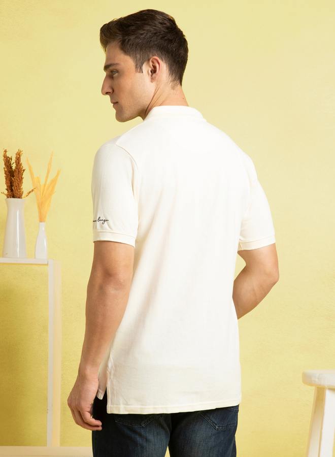 Dennis Lingo Marshmallow Vertical Striped Polo T-Shirt For Men Designed With A Sleek Stripe Pattern And  - Image 5