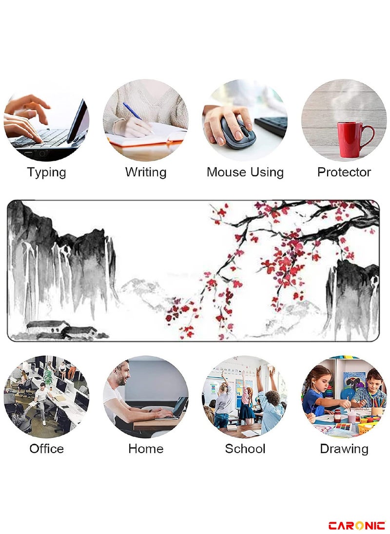 CARONIC Large Gaming Mouse Pad with Superior Micro Weave Cloth Extended Desk Mousepad with Stitched Edges Non-Slip Base Water Resist Keyboard Pad For Gamer And Office Home  - Image 2