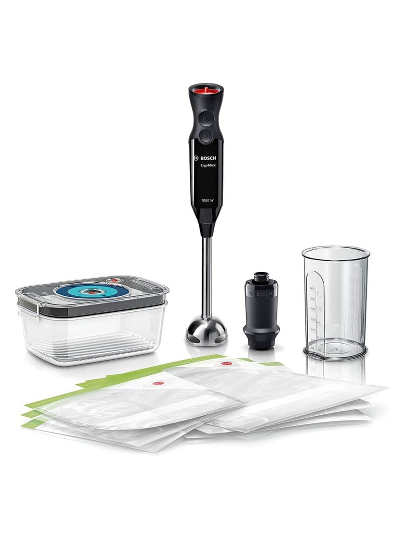 BOSCH Hand blender ErgoMixx with air Suction 1000 W 12 speed Black MS6CB61V1 1000 W MS6CB61V1 Black - Image 1