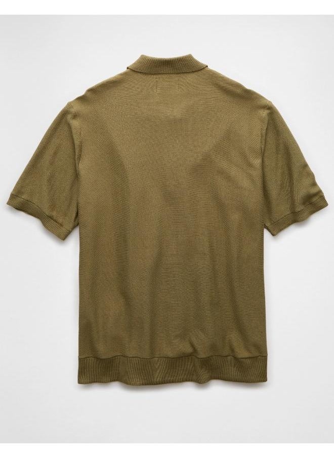 American Eagle - AE Button-Up Striped Sweater Polo - Image 1