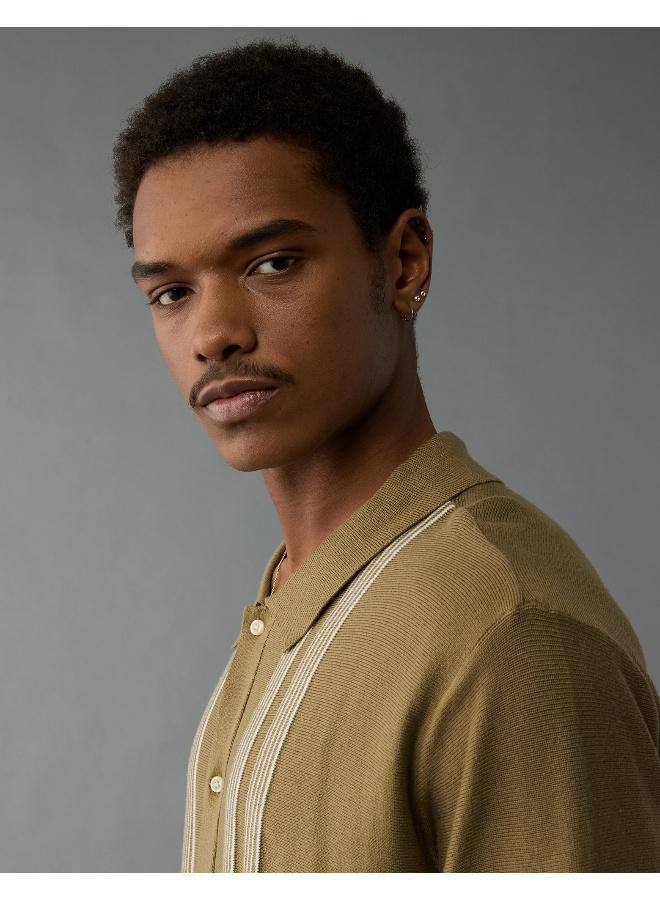 American Eagle AE Button-Up Striped Sweater Polo - Image 5