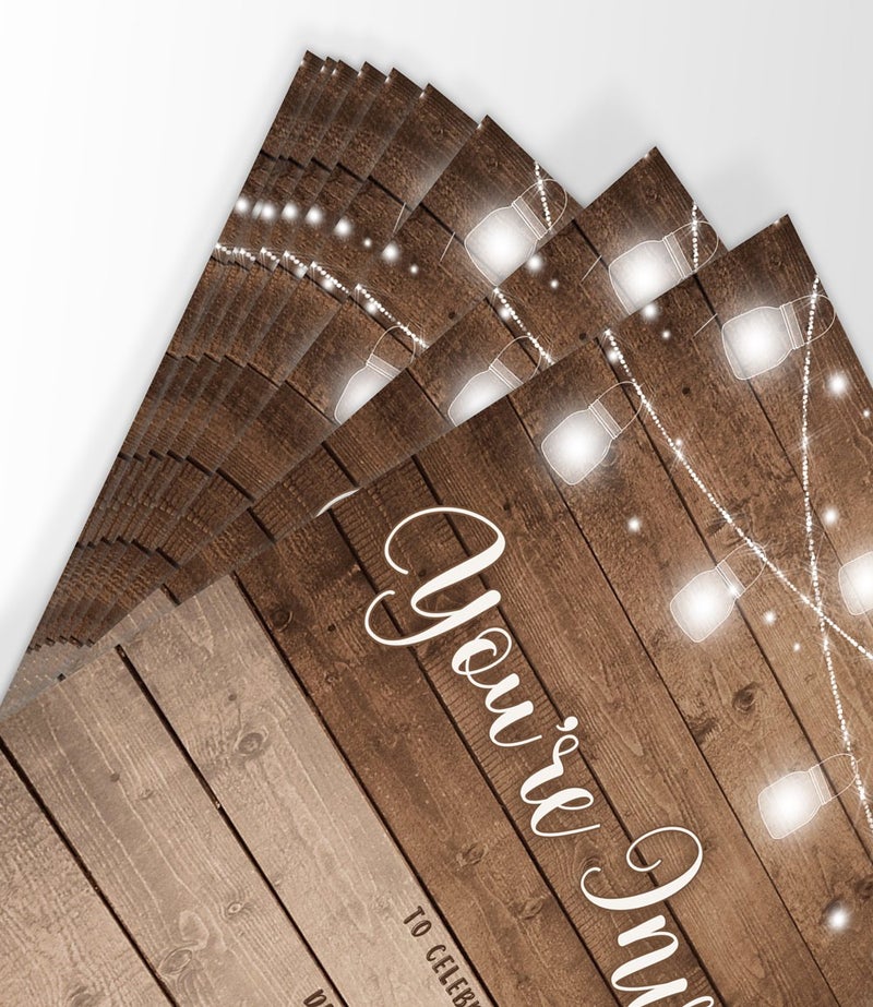 Printed Party Fill-in Invitations and Envelopes, Rustic, Set of 25 - Image 3
