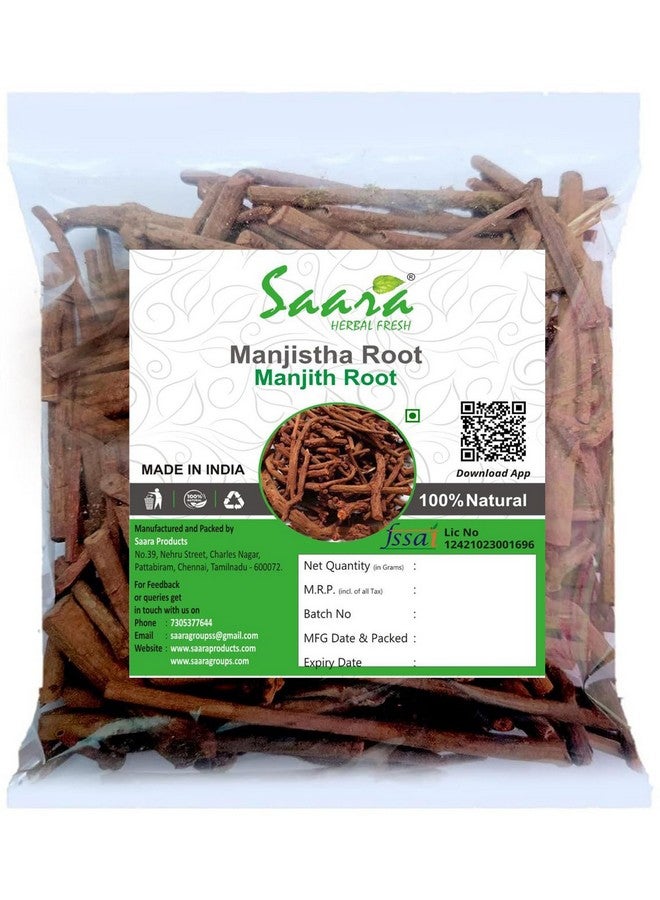 SAARA Manjistha Root, 500g, Manjistha Root, Rubia Cordifolia, Tamravalli Manjistha, Majeeth Root, (pack of 5 x 100g) - Image 1