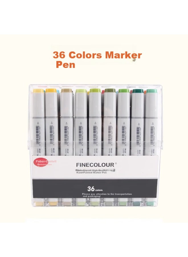 Finecolour First Generation Dual-Tip Alcohol-Based Markers, Standard Universal Set, 36 Colors In Transparent Packaging, For Art And Sketching - Image 2