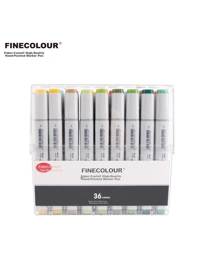 Finecolour First Generation Dual-Tip Alcohol-Based Markers, Standard Universal Set, 36 Colors In Transparent Packaging, For Art And Sketching - Image 1