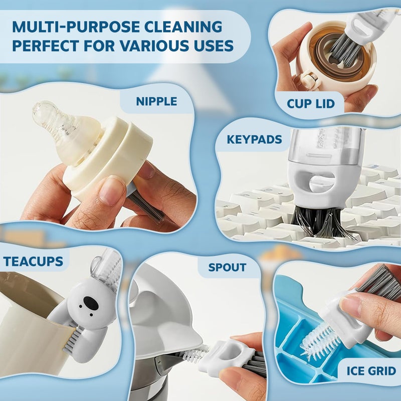 ANSOTHIN Cup Lid Cleaning Brush, Multifunctional Set with 3 in 1 Lid Cleaner and Two 4 in 1 Cup Lid Cleaning Brushes, Cleaning Brush Tool for Bottles, Straws, Tumblers, Travel Mug Caps, Portable Kit (Blue) - Image 5