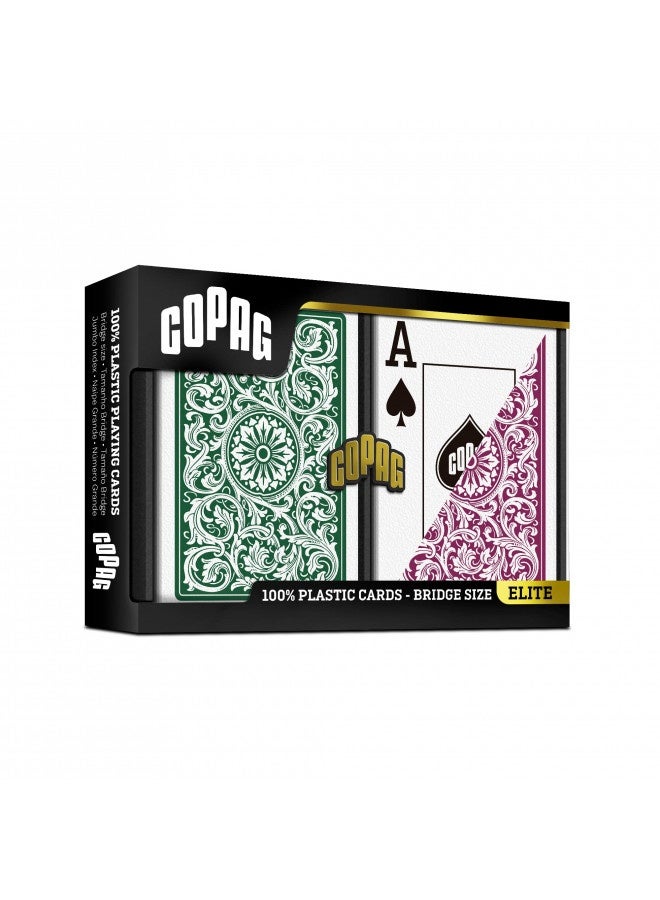 Copag Copag 1546 Design 100% Plastic Playing Cards, Bridge Size Green/Burgundy (Jumbo Index, 1 Set)  - Image 1