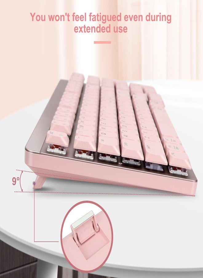 LeadsaiL FA98 Wireless Mechanical Keyboard and Mouse, 2.4Ghz Wireless, Low-Profile Red Switch, 98-Key Compact Slim 96% Mechanical Keyboard and Silent Mouse for Windows/MacOS PC Laptop - Pink - Image 5