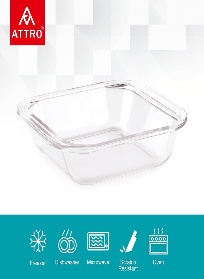 ATTRO Glassox Borosilicate Square Glass Baking Dish Micorwave Oven Safe Freezer Safe Baking Tray Serving Dish Bakeware- 850ml, Transparent - Image 4