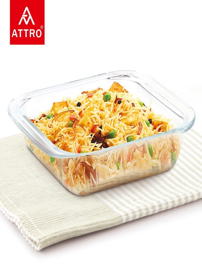 ATTRO Glassox Borosilicate Square Glass Baking Dish Micorwave Oven Safe Freezer Safe Baking Tray Serving Dish Bakeware- 850ml, Transparent - Image 5