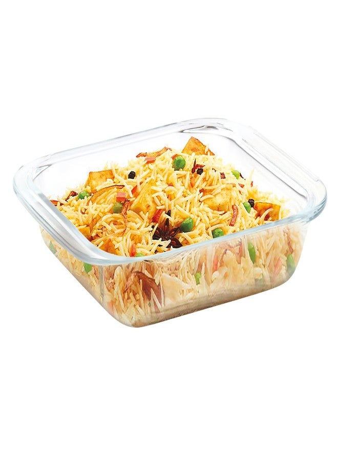 ATTRO Glassox Borosilicate Square Glass Baking Dish Micorwave Oven Safe Freezer Safe Baking Tray Serving Dish Bakeware- 850ml, Transparent - Image 1