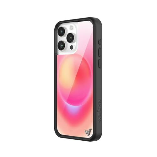 Wildflower Cases - Compatible with iPhone 15 Pro Max | Protective Black Bumper, 6.5ft Drop Test Certified, Women Owned Small Business | Orange Sunset Pink Sky Aesthetic Cute Trendy |Hot Pink Aura - Image 2