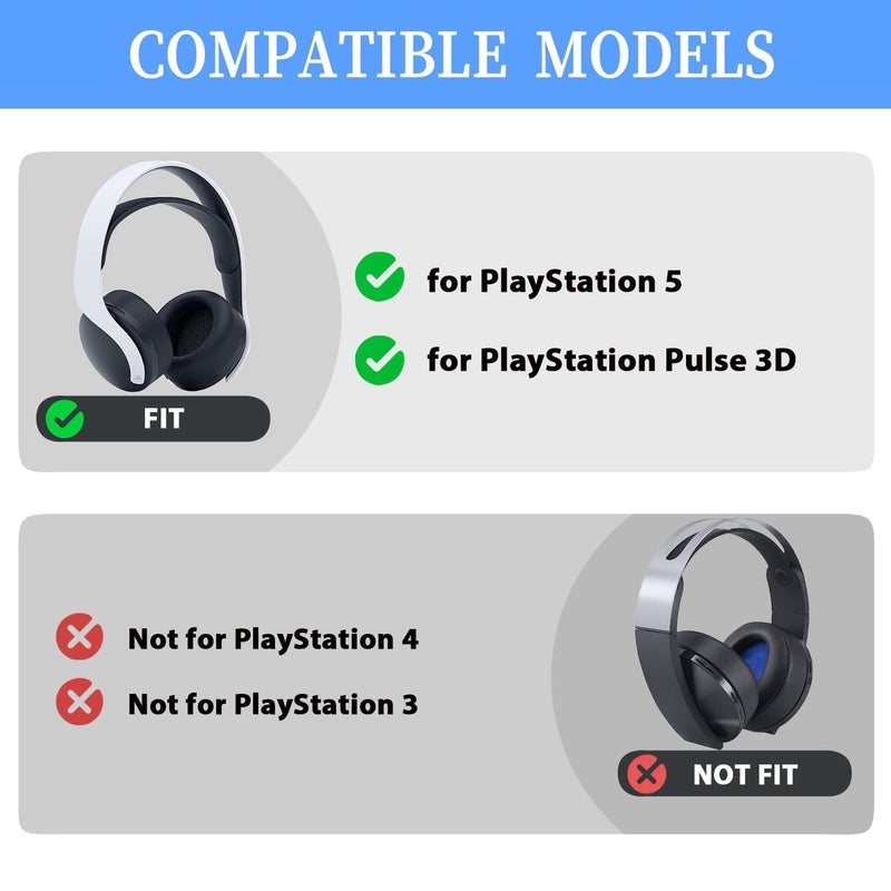Adhiper Pulse 3D Earpads Cushions Replacement for Sony PlayStation 5 Pulse 3D PS5 Headset,PS5 Cooling Gel Ear Pads Replacement Ear Cushions,Ear Cups Accessories with Noise Isolation Foam(Black) - Image 2