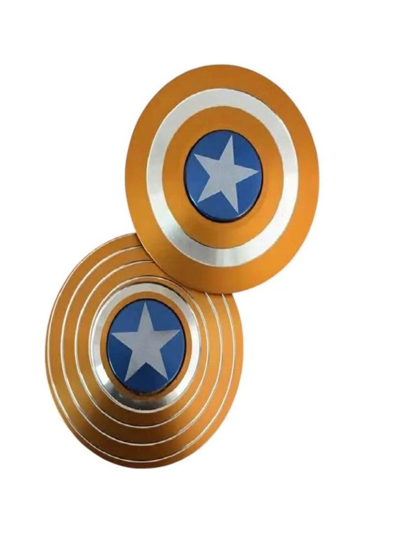 لعبة فيدجيت سبينر لليد بدرع كابتن أمريكا، دوران طويل سلس للغاية، سبينر معدني، ألعاب لتخفيف التوتر للأطفال/الكبار (أصفر)