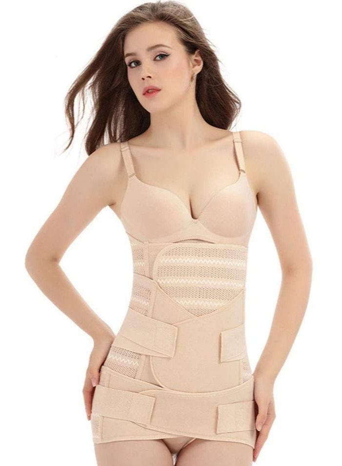 ELTRAZONE 3 in 1 Postpartum Belt - Breathable Postpartum Recovery Postnatal Corset Belt after Pregnancy Maternity, Light skin-L - Image 1