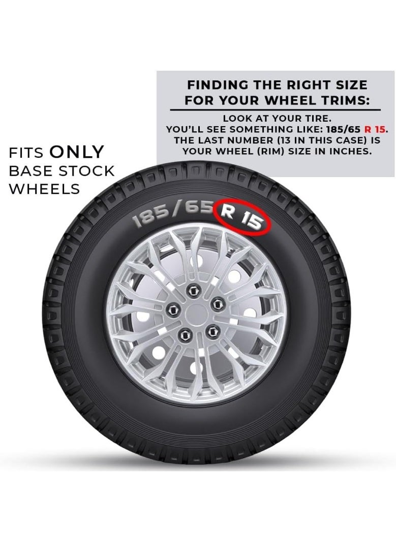 SHEZA STAR Silver Wheel Covers, Snowflak  Design Hub Caps, Set of 4 - Image 3