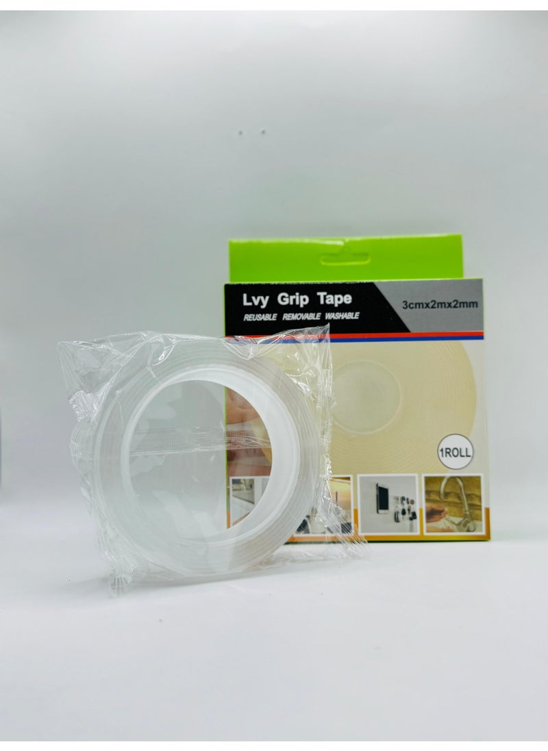 LVY Double-Sided Tape – Reusable, Washable, and Removable Nano Gel Grip Tape | 2 Meter Multipurpose Sticky Mounting Tape for Walls, Home, Office, Car & DIY Projects – Generic Brand  - Image 5