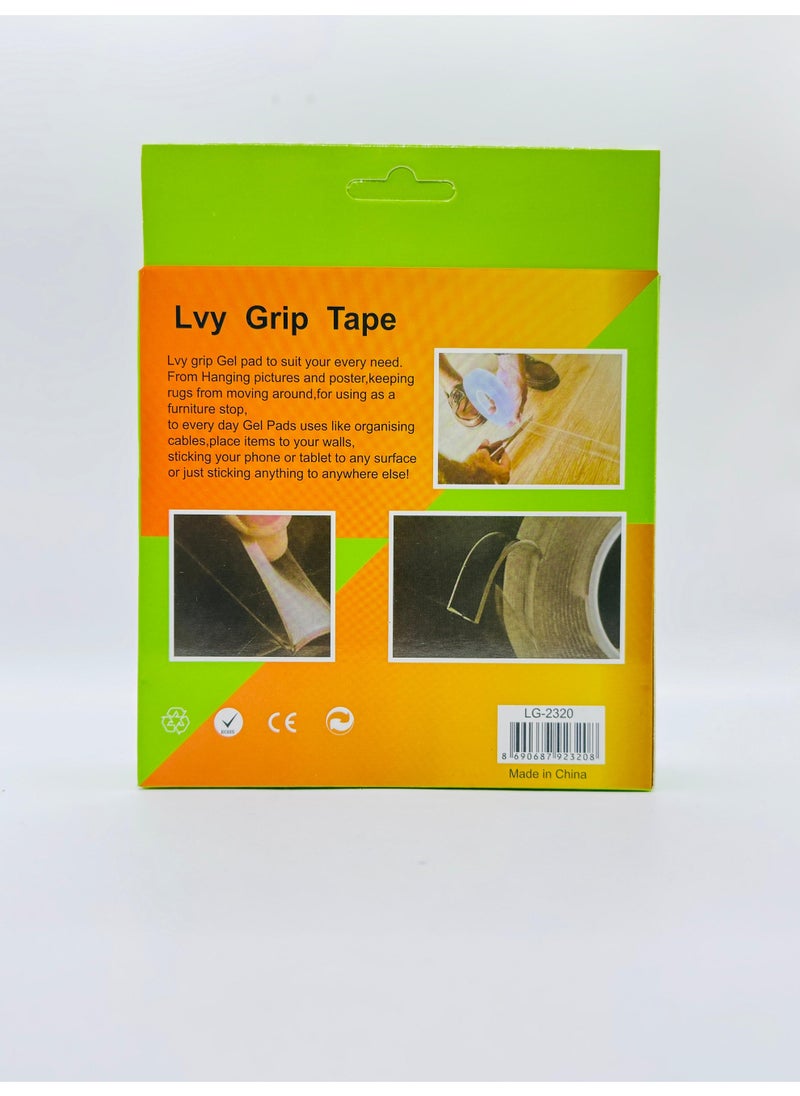 LVY Double-Sided Tape – Reusable, Washable, and Removable Nano Gel Grip Tape | 2 Meter Multipurpose Sticky Mounting Tape for Walls, Home, Office, Car & DIY Projects – Generic Brand  - Image 2