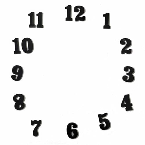 ADIKALA 1 Inch Height 2mm Acrylic Clock Number Set 1-12 for Resin Wall Clock, DIY Art & Craft Clock Accessories (Black) - Image 1