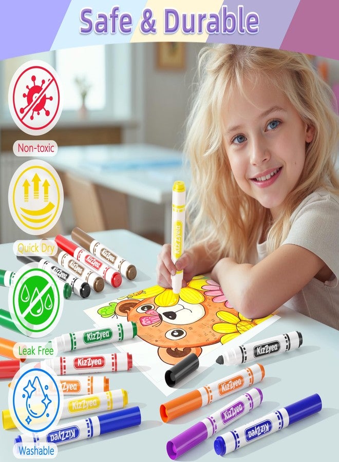 KIZZYEA Washable Markers Bulk, Markers for Kids, 8 Assorted Colors, 160 Count, Broad Line Marker for School, Student Art Supplies & Back to School Crafts, Classroom Essentials for Teachers - Image 3