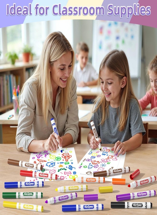 KIZZYEA Washable Markers Bulk, Markers for Kids, 8 Assorted Colors, 160 Count, Broad Line Marker for School, Student Art Supplies & Back to School Crafts, Classroom Essentials for Teachers - Image 5