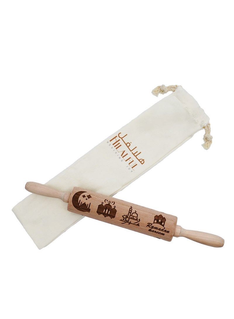 HilalFul Rolling Pin | Baking Tool | Kitchenware | Kitchen Accessory | Islamic Theme | Eid, Ramadan Inspired | Wooden | Non-Stick | Easy Grip  | Smooth Surface | Easy To Clean - Image 2