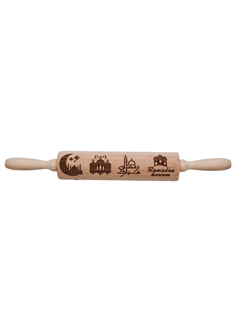 HilalFul Rolling Pin | Baking Tool | Kitchenware | Kitchen Accessory | Islamic Theme | Eid, Ramadan Inspired | Wooden | Non-Stick | Easy Grip  | Smooth Surface | Easy To Clean - Image 1