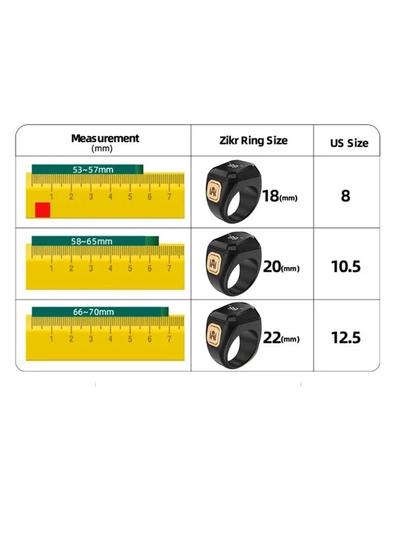 BSTWSH 20mm Smart Ring with Work Vibration Reminder&Muslim Tasbeeh Counter&Kaaba Guidance&Chants and Prayer Times OLED Diaplay&Multi-language - Wireless Bluetooth Connectivity for Exclusive BSTWSH APP,Black - Image 3