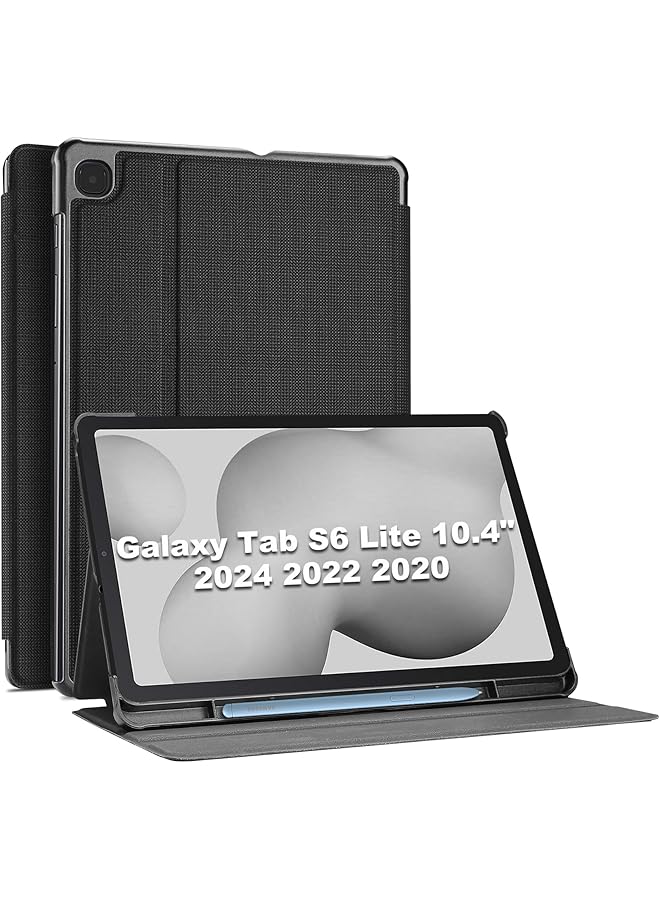 Procases Galaxy Tab S6 Lite 10.4 Case 2022 2020 With Stylus Holder Slim Stand Protective Folio Case Smart Cover For Galaxy Tab S6 Lite 10.4 Inch Sm-P613 P610 P615 -Black - Image 1