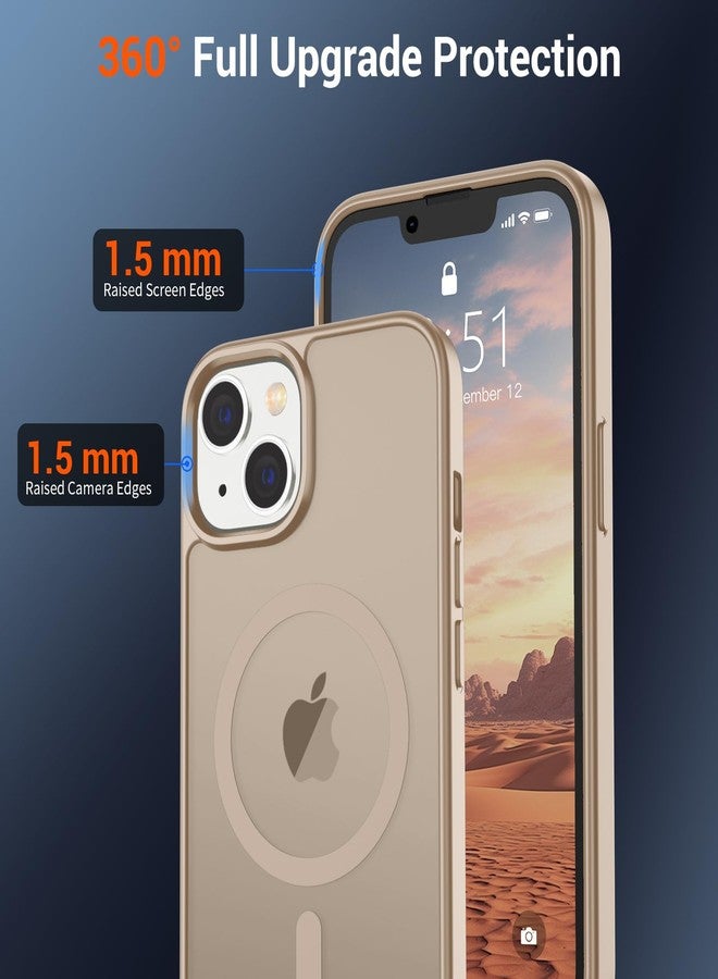 استلق جراب SUPFINE المغناطيسي لهاتف iPhone 14 و iPhone 13 (متوافق مع MagSafe) (حماية فائقة ضد السقوط بمعايير عسكرية) غطاء هاتف رفيع وشفاف غير لامع مقاوم للصدمات، لون ذهبي صحراوي - Image 4