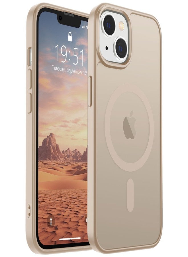 استلق جراب SUPFINE المغناطيسي لهاتف iPhone 14 و iPhone 13 (متوافق مع MagSafe) (حماية فائقة ضد السقوط بمعايير عسكرية) غطاء هاتف رفيع وشفاف غير لامع مقاوم للصدمات، لون ذهبي صحراوي - Image 1