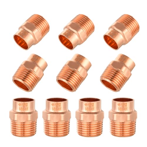 GUOFIS 10PACK GUOFIS 12Inch C x 12Inch MNPT Copper Male Adapter LF Short Radius Fittings Adapter with Sweat Solder X MIP Connection for Residential CommercialCOPPER057 - Image 1
