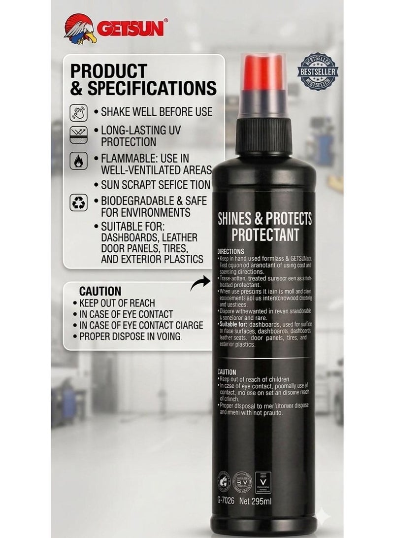 جيتسون بخاخ لمعان وحماية لوحة القيادة للسيارة 295 مل - يعيد اللمعان الداخلي ويحمي الأسطح البلاستيكية G-7026 - Image 3