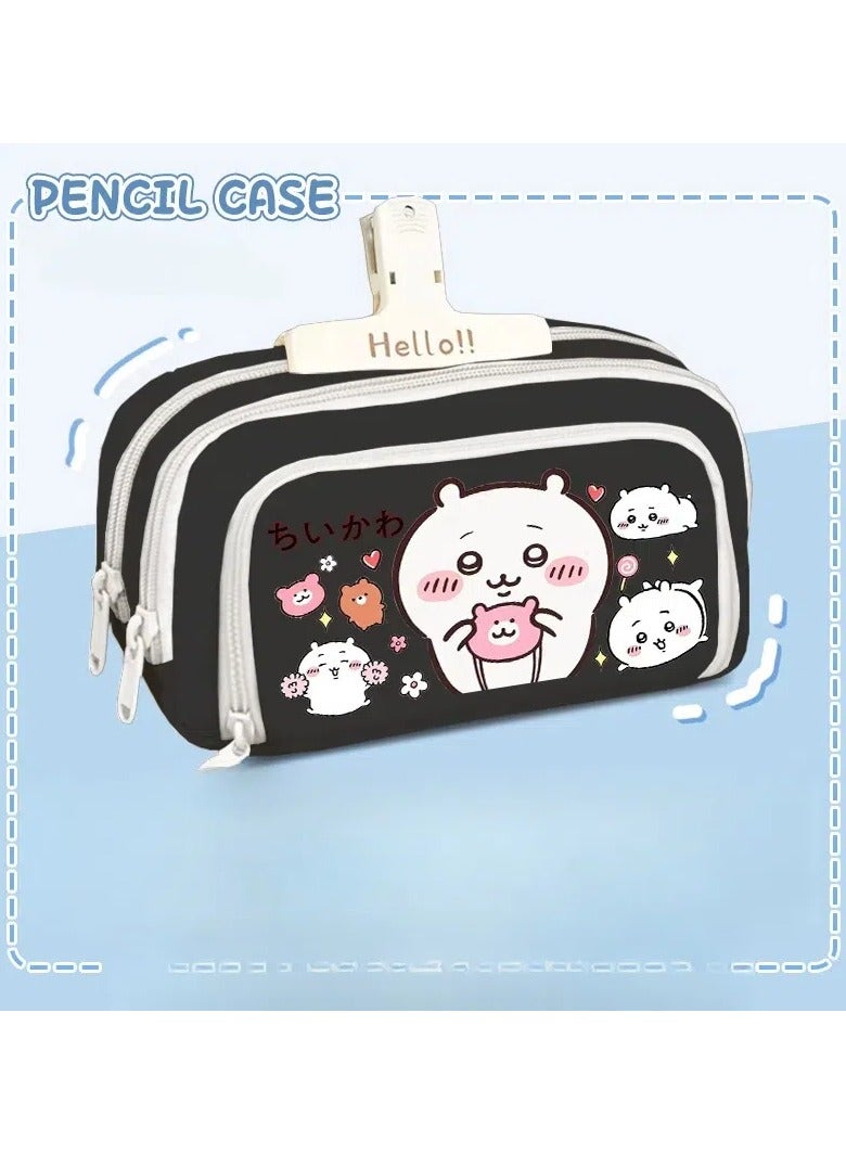 عام "صندوق أدوات مدرسية كرتوني - حافظة أقلام لطلاب المدارس الابتدائية والإعدادية - حقيبة أقلام متعددة الوظائف بسعة كبيرة بتصميم ظريف"