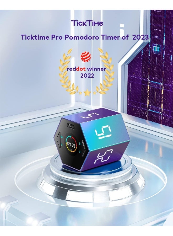 Pihen Ticktime Pomodoro Timer Clock, Productivity Timer Cube, Adhd Timer, Pause And Resume, Silent, Vibrate And Adjustable Sound Alert, For Work, Study, 5/15/25/30/45/61Min And Custom Countdown Purple  - Image 5
