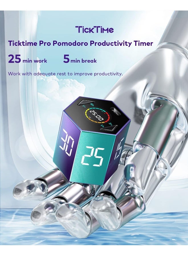 Pihen Ticktime Pomodoro Timer Clock, Productivity Timer Cube, Adhd Timer, Pause And Resume, Silent, Vibrate And Adjustable Sound Alert, For Work, Study, 5/15/25/30/45/61Min And Custom Countdown Purple  - Image 4