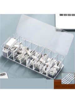 HOOKOR Plastic White Cable Management Box, with 10 Wire Ties, Clear Power Cord Organizer with 8 Compartment for data cable and jewelry storage  - Image 5