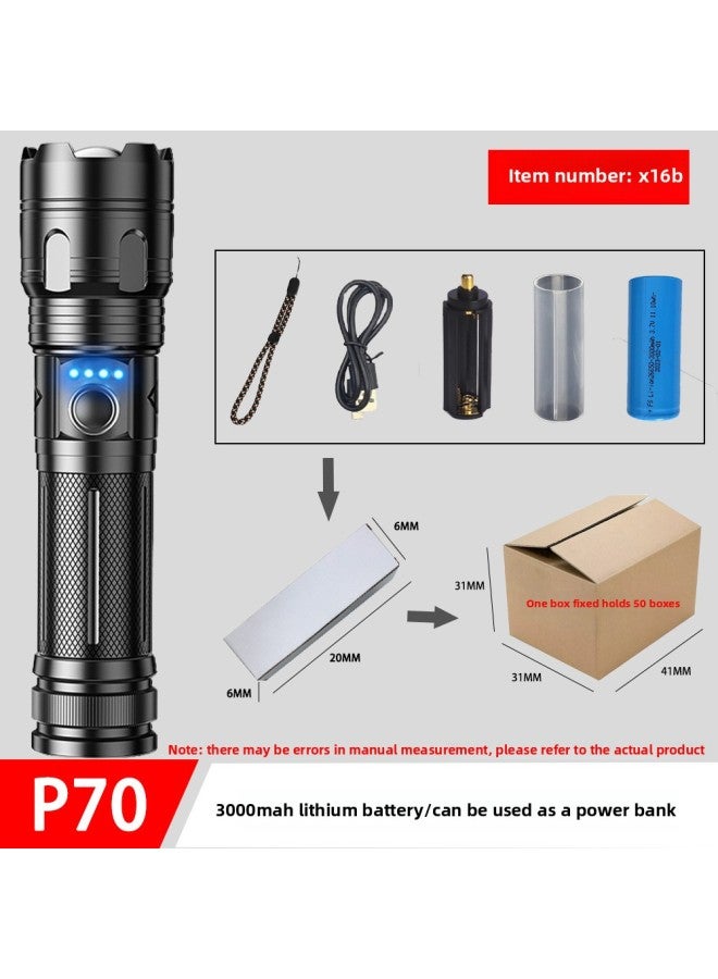 New P70 Zoomable Aluminum Alloy High-intensity Flashlight Power Display Usb Rechargeable P50 Handheld Torch