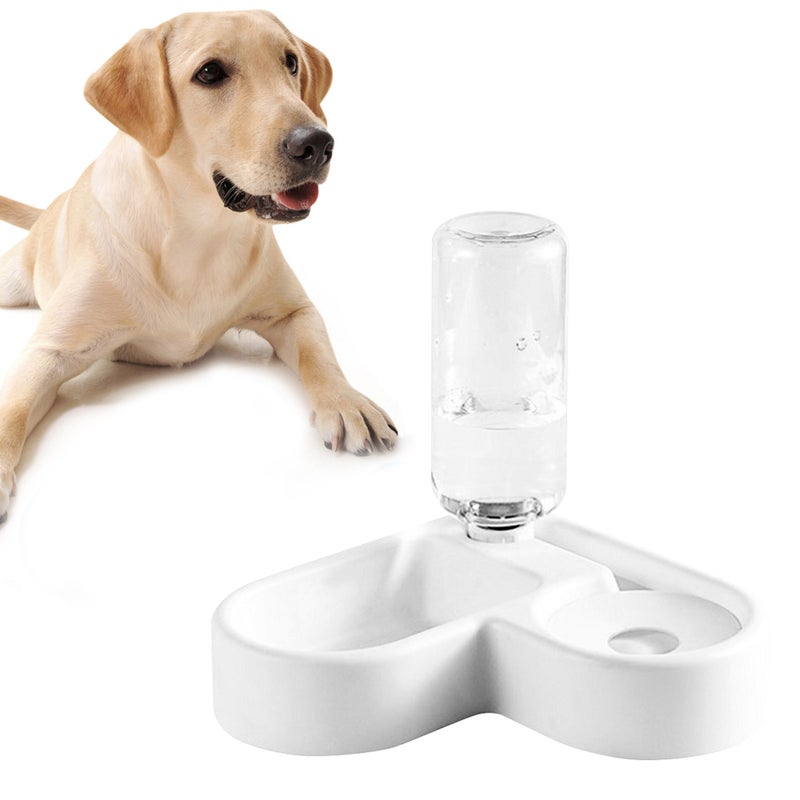 1PC Pet Bowl Stylish Heart-shaped Pet Feeder Wall Straight Corner Dog Bowl Automatic Water Drinking Pet Bowl Multi-purpose Cat Bowl for Cat Dog Use (White) - Image 1