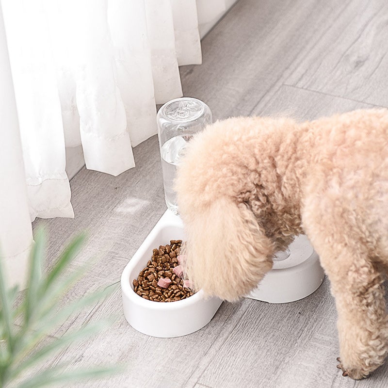 1PC Pet Bowl Stylish Heart-shaped Pet Feeder Wall Straight Corner Dog Bowl Automatic Water Drinking Pet Bowl Multi-purpose Cat Bowl for Cat Dog Use (White) - Image 2