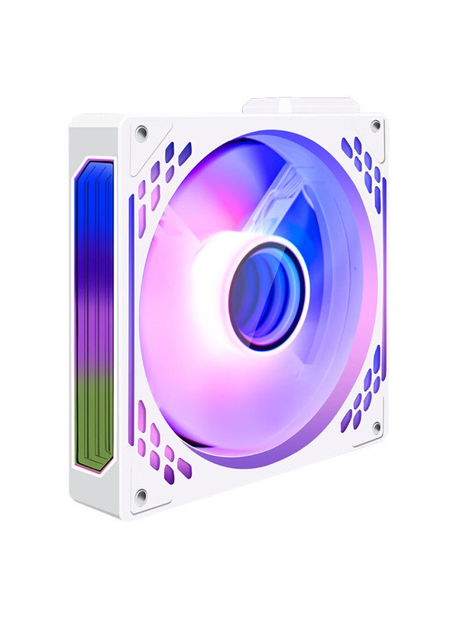 Play Jia Wanjia Tian Magnetic Fan Building Block, White Forward Single Pack, 12cm Water Cooling Case Fan, Magnetic Wireless Splicing, Argb Light Synchronization, Pwm Temperature Control - Image 2